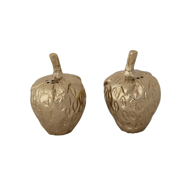 Cast Aluminum Strawberry Shaped Salt & Pepper Shakers