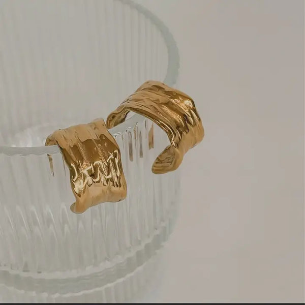 Gina 18K Gold Plated Hammered Hoop Earrings