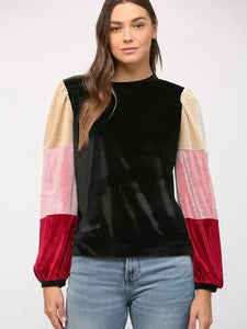 Velour Color Block Top