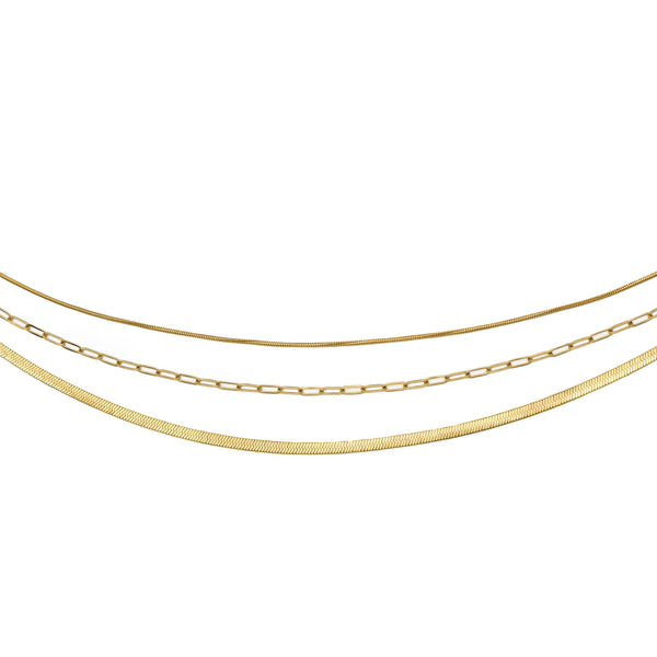 Waterproof Gold 3 in 1 Paperclip Necklace