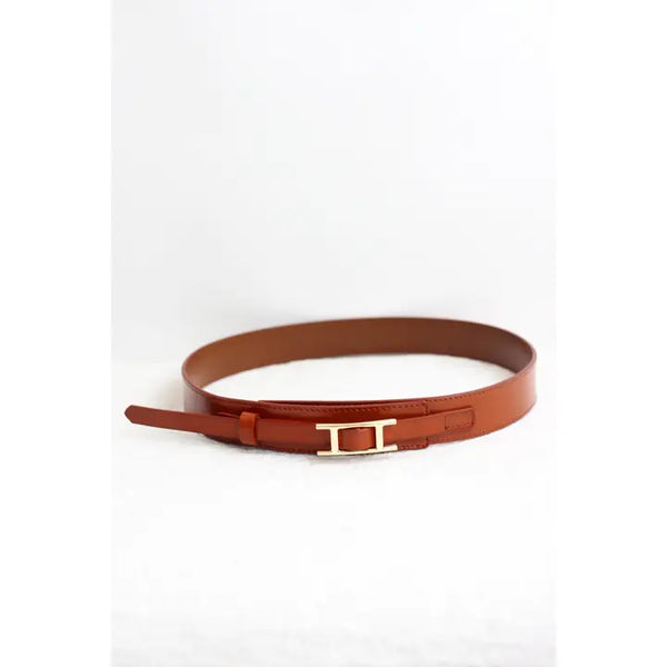 Classic Leather Belt with Statement Buckle