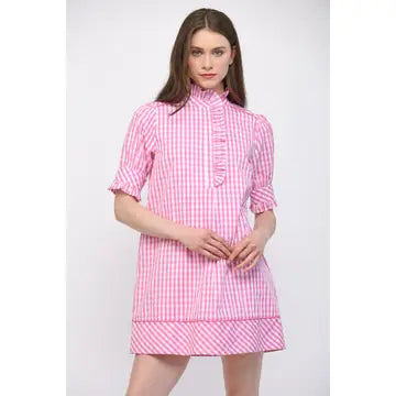 Pink Gingham Mini Dress