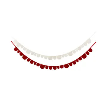 Red and Cream Scalloped Felt Banner Set