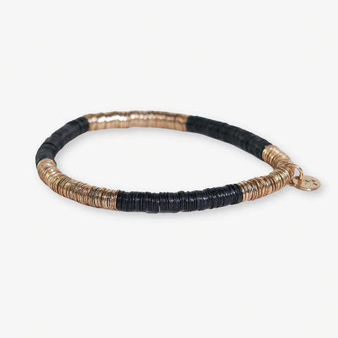 Grace Two Color Block Stretch Bracelet Black and Gold