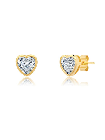 Heart Shaped Bezel Set Stud Earring
