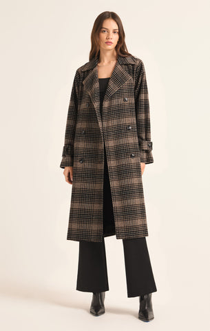 JACKIE PLAID TRENCH