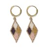 Carmen mini gold hoop diamond pattern beaded drop earrings