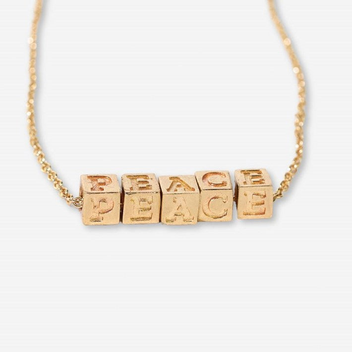 Goldie chain necklace with brass letters 16"