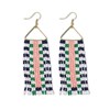 Brooke two-tone checked border beaded fringe earrings St. Tropez