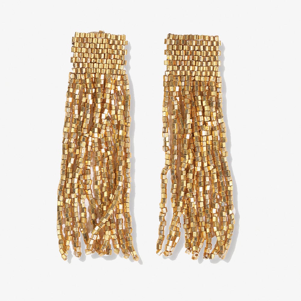 Marilyn Solid Beaded Fringe Earring Gold