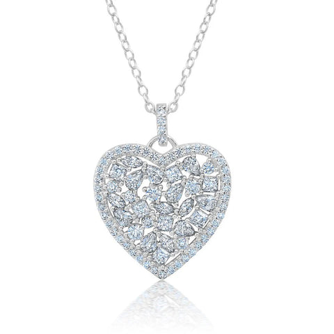 Multicut Pave Heart Shaped 16" Extended Necklace
