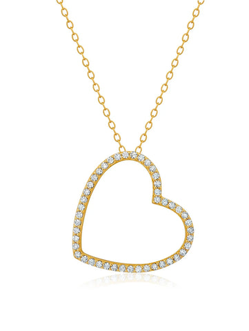 Open Silhoutte Heart Necklace Finished in 18kt Yellow Gold
