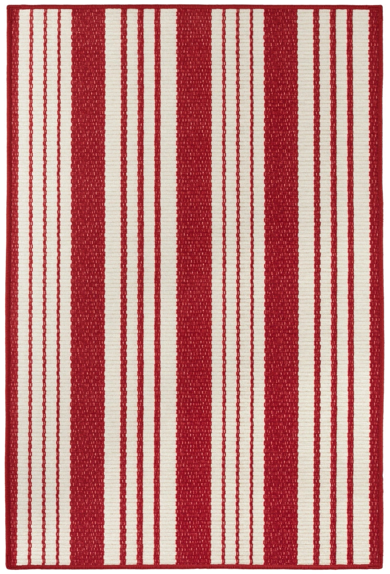 Abby Ticking Red Machine Washable Rug