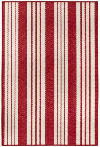 Abby Ticking Red Machine Washable Rug