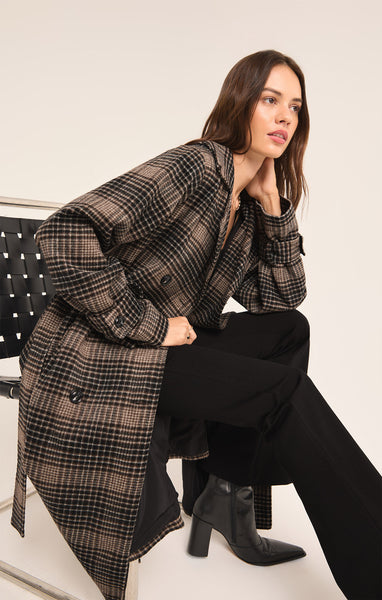 JACKIE PLAID TRENCH