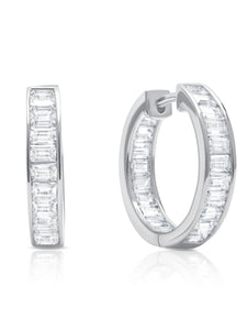 Parallel- Platinum Baguette Hoop Earrings