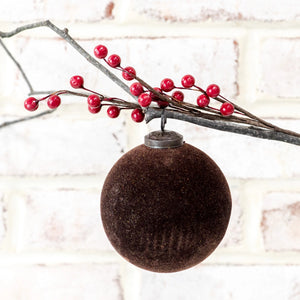 4" BROWN VELVET BALL ORNAMENT