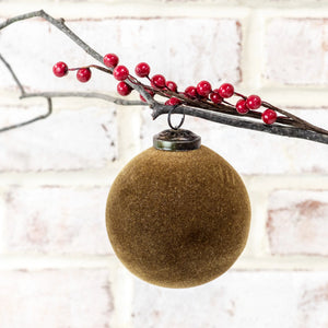 4" GOLD VELVET BALL ORNAMENT