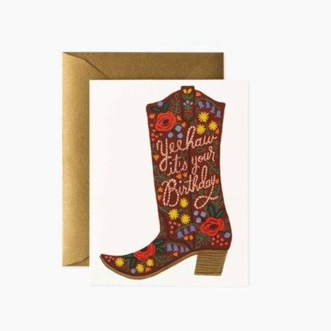 Cowgirl Boot Birthday Card
