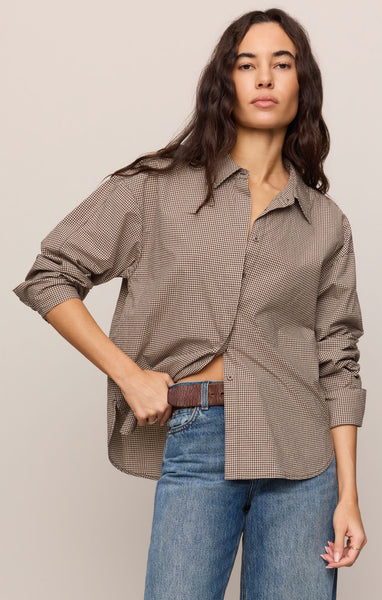 On Duty Gingham Button Up Top