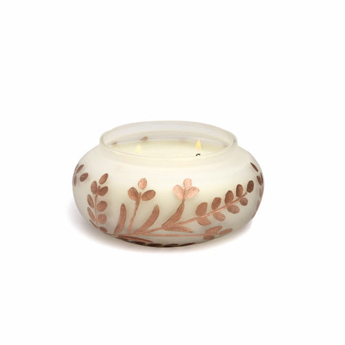 CYPRESS & FIR 14 OZ FROSTED WHITE GLASS WITH COPPER BRANCH