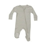 Bamboo Desert Sage Stripe - 2 Way Zipper Footie