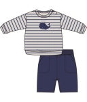 Bubbly Whale Blue French Terry Sweatshirt and Chenille Patch and Short