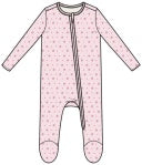 Strawberry Swiss Dot 2 Way Zipper Ruffle Back Footie