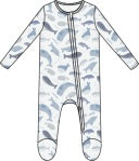 Blue Whales 2 Way Zipper Footie