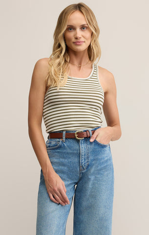Classic Striped Scoop Tank Fern