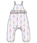 Ribbon Bouquets Ruffle Waist Romper