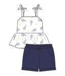 Tennis Peplum Tank With Smocking Muslin And Paperback Short French Terry