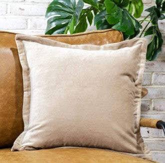18 X 18 BEIGE VELVET PILLOW