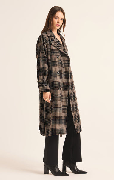 JACKIE PLAID TRENCH