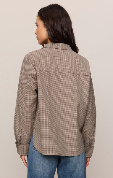 On Duty Gingham Button Up Top