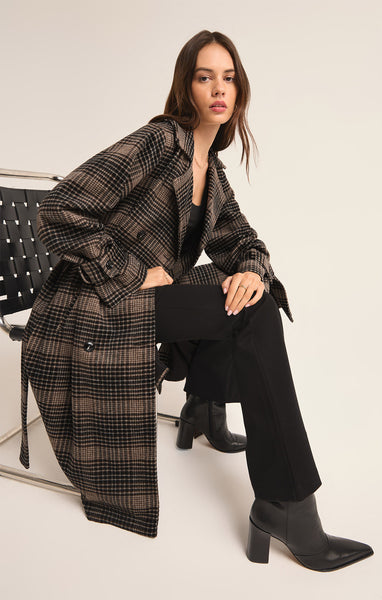 JACKIE PLAID TRENCH